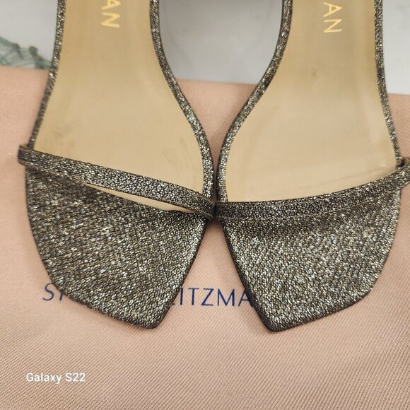 Stuart Weitzman Nudistcurve 75 Pyrite Glittery Sandals made in Spain 10B NIB - Picture 6 of 13